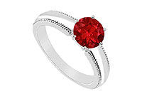 Ruby Ring : 14K White Gold - 1.00 CT TGW