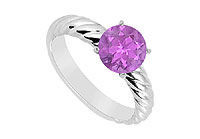 Amethyst Ring : 14K White Gold - 1.00 CT TGW