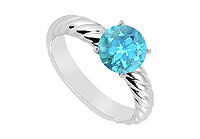 Blue Topaz Ring : 14K White Gold - 1.00 CT TGW