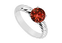 Garnet Ring : 14K White Gold - 1.00 CT TGW