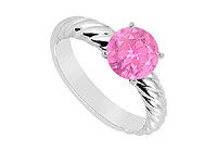 Pink Topaz Ring : 14K White Gold - 1.00 CT TGW