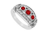 Ruby and Diamond Ring : 14K White Gold - 1.00 CT TGW