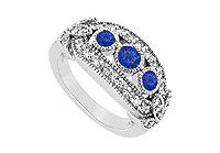 Blue Sapphire and Diamond Ring : 14K White Gold - 1.00 CT TGW