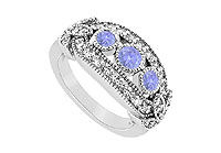 Tanzanite and Diamond Ring : 14K White Gold - 1.00 CT TGW