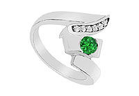 Emerald Zig-Zag Ring : 14K White Gold - 0.33 CT TGW