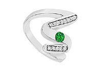 Emerald Zig-Zag Ring : 14K White Gold - 0.50 CT TGW