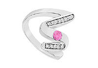 Pink Sapphire Zig-Zag Ring : 14K White Gold : 0.50 CT TGW