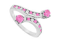 Pink Sapphire and Diamond Ring : 14K White Gold - 1.00 CT TGW