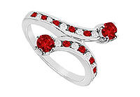 Ruby and Diamond Ring : 14K White Gold - 1.00 CT TGW