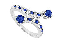 Blue Sapphire and Diamond Ring : 14K White Gold - 1.00 CT TGW