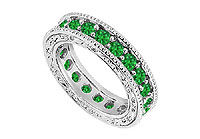 Emerald Wedding Band : 14K White Gold - 1.50 CT TGW