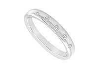 Diamond Wedding Band : 14K White Gold - 0.10 CT Diamonds