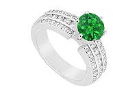 Emerald and Diamond Engagement Ring : 14K Yellow Gold - 1.50 CT TGW