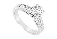 Diamond Engagement Ring : 14K White Gold - 0.75 CT Diamonds