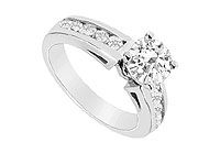 Diamond Engagement Ring : 14K White Gold - 0.75 CT Diamonds