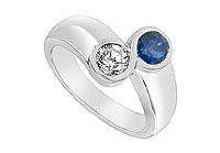 Diffuse Sapphire and Cubic Zirconia Ring : 14K White Gold - 1.00 CT TGW