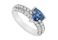 Diffuse Sapphire and Diamond Ring : 14K White Gold - 3.00 CT TGW