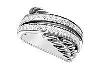 Diamond Crossover Rope Ring : 14K White Gold - 1.00 CT Diamonds
