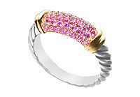 Pink Sapphire Twisted Ring : 14K Two Tone (White and Yellow) Gold - 1.00 CT TGW