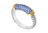 Sapphire Twisted Ring : 14K Two Tone (White and Yellow) Gold - 1.00 CT TGW