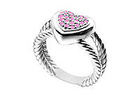 Pink Sapphire Heart Rope Ring : 14K White Gold - 0.25 CT TGW