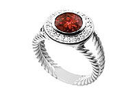 Garnet and Diamond Rope Ring : 14K White Gold - 10.25 CT TGW