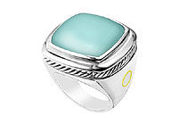Aqua Chalcedony Rope Ring : 14K White Gold - 10.00 CT TGW