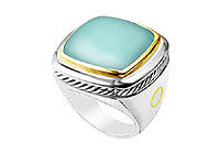 Aqua Chalcedony Rope Ring : 14K Two Tone (White & Yellow) Gold - 10.00 CT TGW