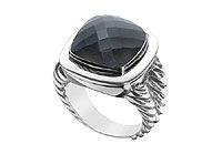 Black Onyx Rope Ring : 14K White Gold - 10.00 CT TGW