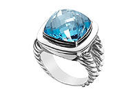 Blue Topaz Rope Ring : 14K White Gold - 10.00 CT TGW