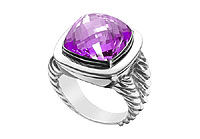 Amethyst Rope Ring : 14K White Gold - 10.00 CT TGW