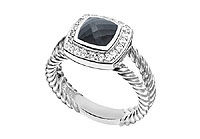 Black Onyx and Diamond Rope Ring : 14K White Gold - 5.50 CT TGW