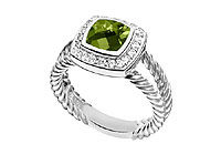Peridot and Diamond Rope Ring : 14K White Gold - 5.50 CT TGW
