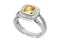 Citrine and Diamond Rope Ring : 14K White Gold - 5.50 CT TGW