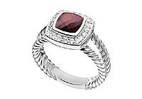 Garnet and Diamond Rope Ring : 14K White Gold - 5.50 CT TGW