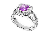 Amethyst and Diamond Rope Ring : 14K White Gold - 5.50 CT TGW