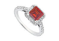 Ruby and Diamond Engagement Ring : 14K White Gold - 1.00 CT TGW