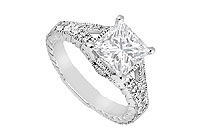 Diamond Engagement Ring : 14K White Gold - 1.25 CT Diamonds