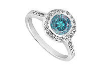 Blue Diamond Engagement Ring : 14K White Gold - 1.50 CT Diamonds