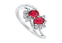 Ruby and Diamond Ring : 14K White Gold - 2.00 CT TGW