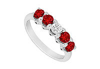 Ruby and Diamond Wedding Band : 14K White Gold - 1.55 CT TGW