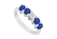 Sapphire and Diamond Ring : 14K White Gold - 1.55 CT TGW
