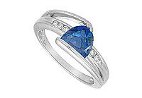 Sapphire and Diamond Ring : 14K White Gold - 1.25 CT TGW