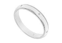 2.5MM Milgrain Wedding Band with Diamonds : 14K White Gold - 0.05 CT TDW