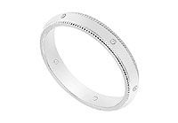 3MM Milgrain Wedding Band with Diamonds : 14K White Gold - 0.05 CT TDW