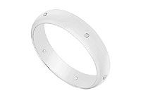 4MM Half Round Wedding Band with Diamonds : 14K White Gold - 0.05 CT TDW