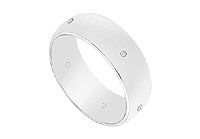 6MM Half Round Wedding Band with Diamonds : 14K White Gold - 0.05 CT TDW