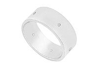7MM Flat Wedding Band with Diamonds : 14K White Gold - 0.05 CT TDW