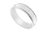 5MM Milgrain Wedding Band with Diamonds : 14K White Gold - 0.05 CT TDW
