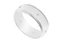 6MM Milgrain Wedding Band with Diamonds : 14K White Gold - 0.05 CT TDW